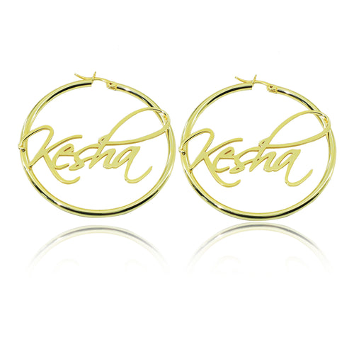 18k Gold Peronalized Hoop Earrring